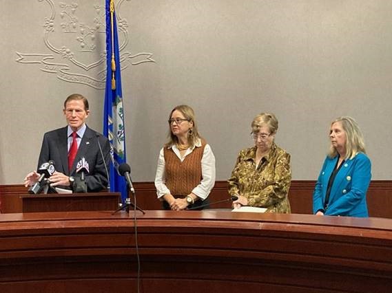 Blumenthal and the Former Connecticut Secretary of the State, Denise Merrill, joined leaders from the Registrars of Voters Association of Connecticut (ROVAC) and the Connecticut Town Clerks Association (CTCA) to highlight the early voting ballot referendum. 